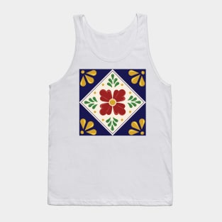 Mexican Talavera Floral Pattern by Akbaly Tank Top